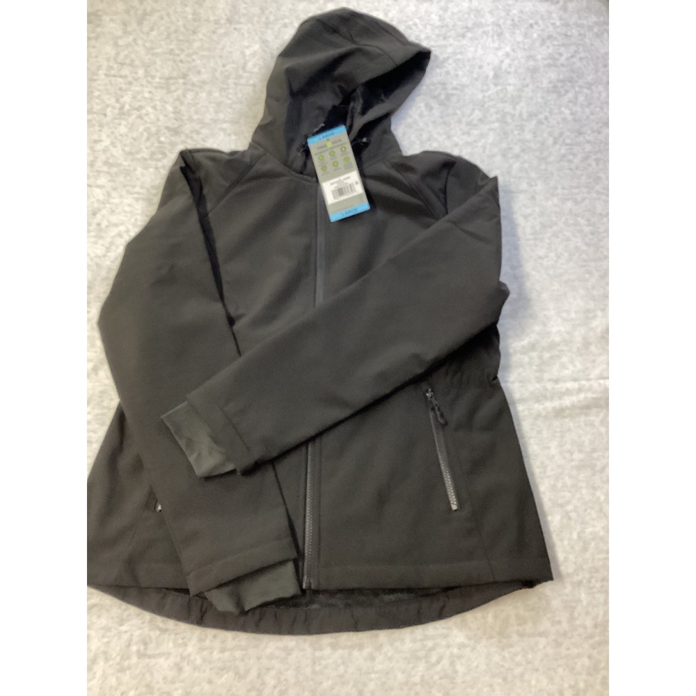 Free Country Womens Softshell Jacket Black Hooded Freecycle 518LOF5152S Large‎